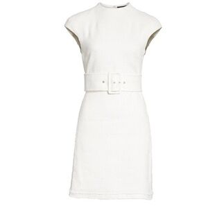 Theory Women's MOD Belted Spring Boucle Dress in ivory size 10